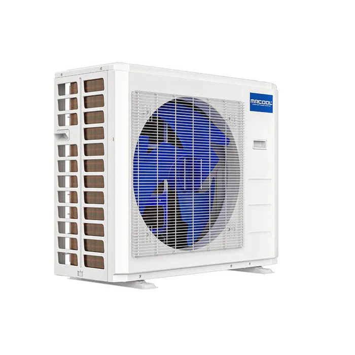 MRCOOL DIY 4th Gen 2 Zone 18000 BTU 9K Ductless Mini Split Ceiling Cassettes Condenser Front Angle
