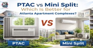 Discover PTAC vs Mini Split systems compare efficiency, cost, installation, and performance to choose the right solution for your space with AC Units For Less.